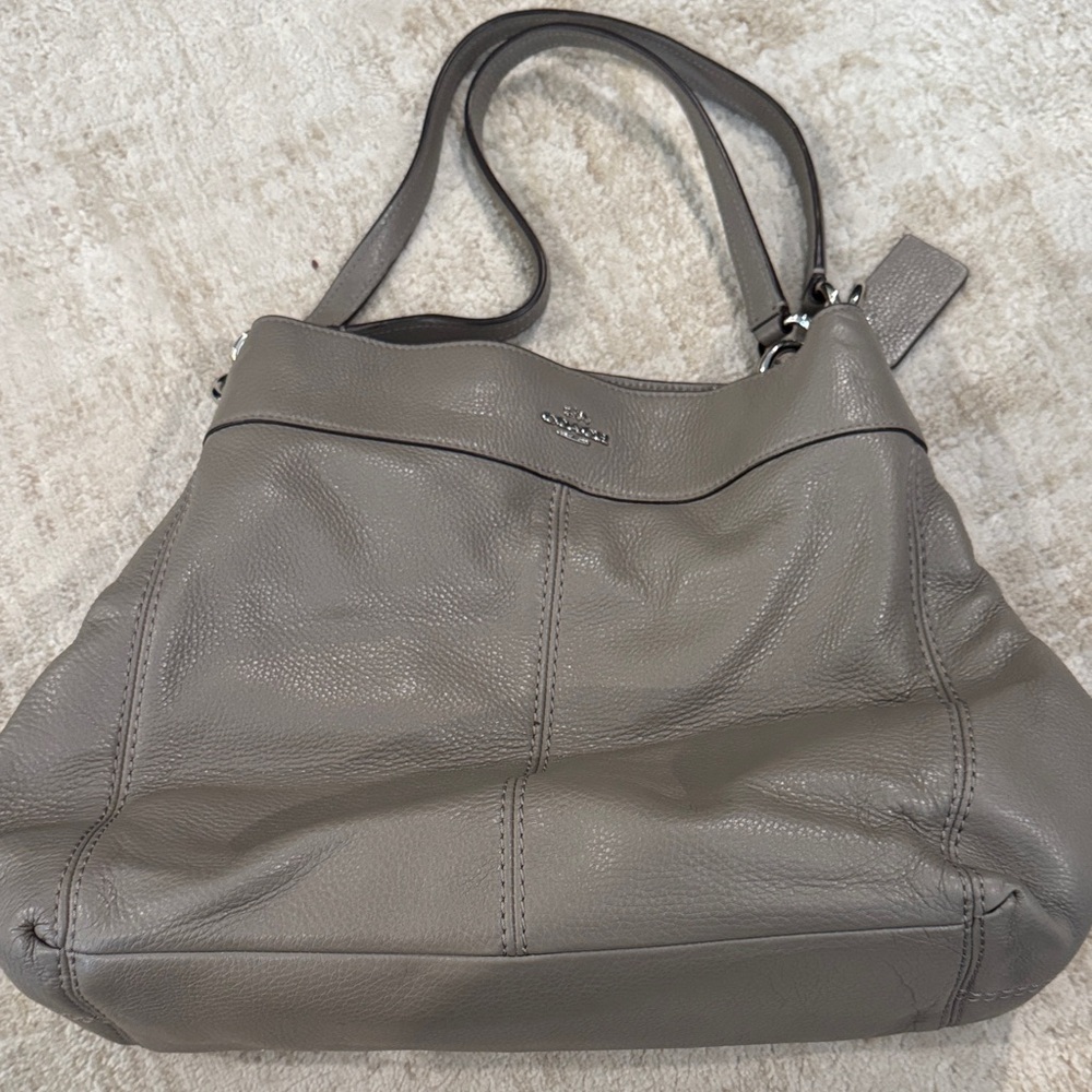 Coach Gray Slouchy Leather Shoulder Bag